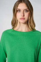 Maglia Girocollo in Cotone Seta Cashmere Verde