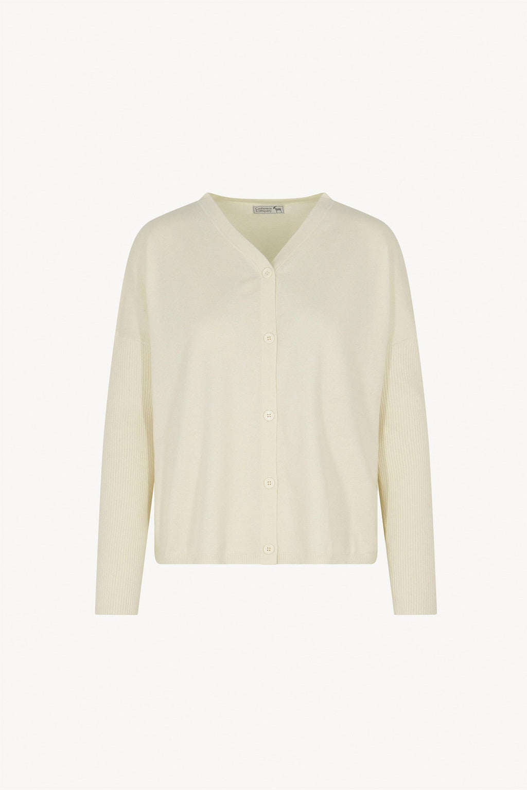 Cardigan Over in Cotone Seta Cashmere Bianco Latte