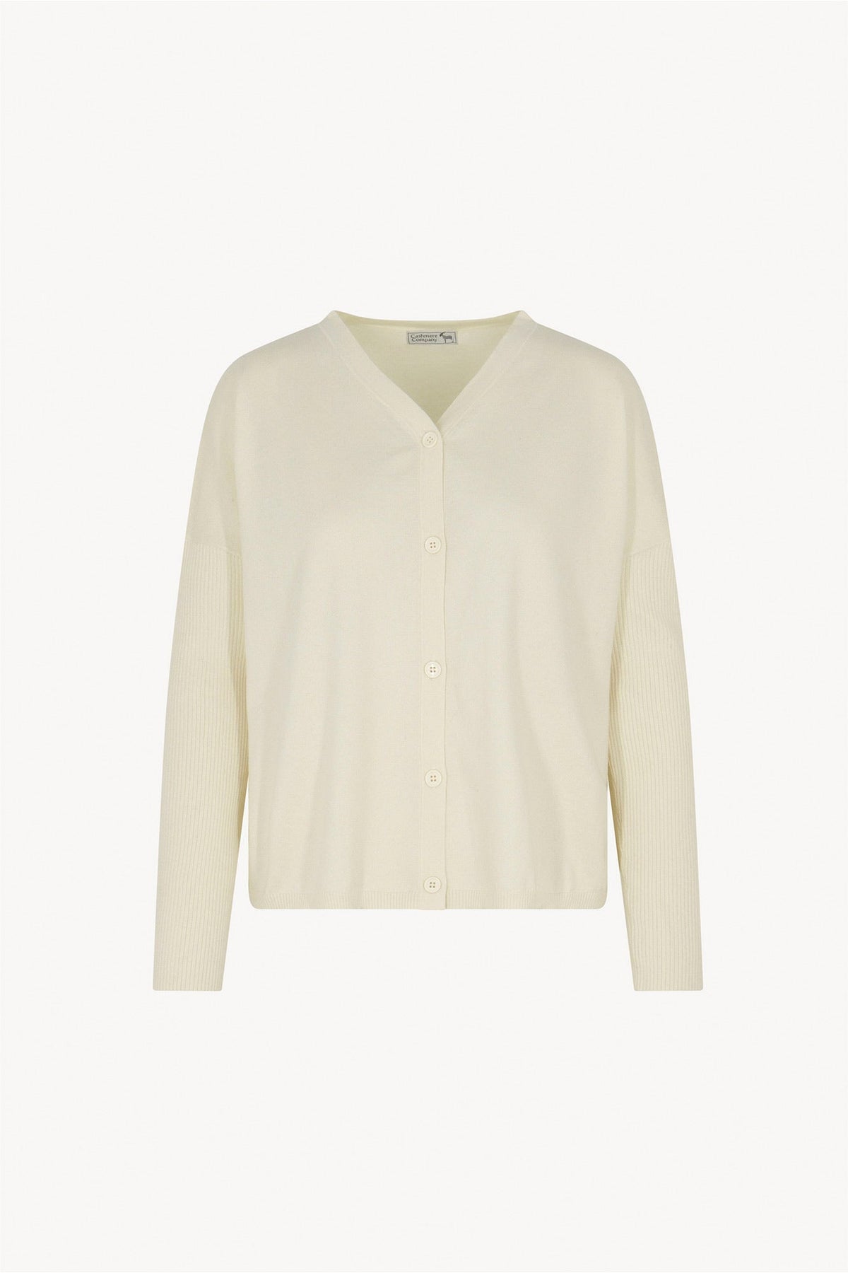 Cardigan Over in Cotone Seta Cashmere Bianco Latte