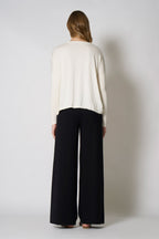 Cardigan Over in Cotone Seta Cashmere Bianco Latte