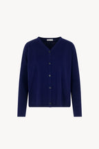 Cardigan Over in Cotone Seta Cashmere Blu