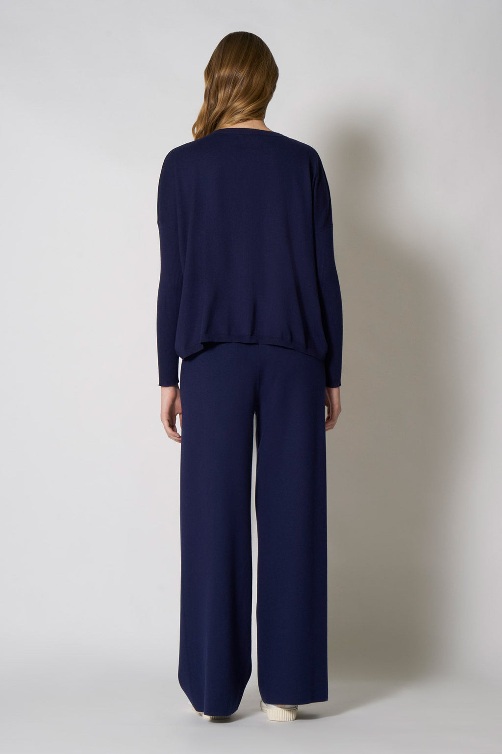 Cardigan Over in Cotone Seta Cashmere Blu