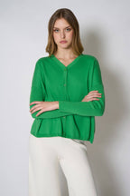 Cardigan Over in Cotone Seta Cashmere Verde
