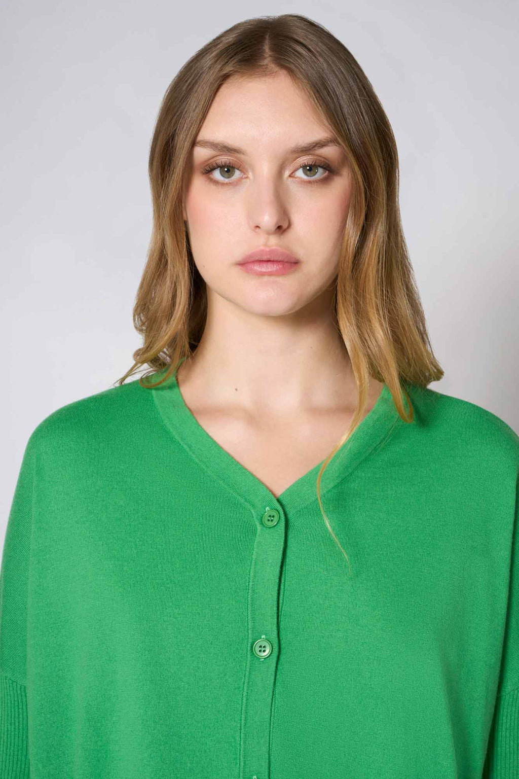 Cardigan Over in Cotone Seta Cashmere Verde