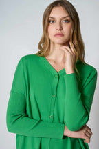 Cardigan Over in Cotone Seta Cashmere Verde
