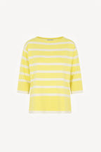 Maglia Scollo Barchetta in Cotone Seta Cashmere Giallo-Bianco Latte