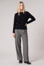 Girocollo Dritto-Rovescio in Puro Cashmere Nero