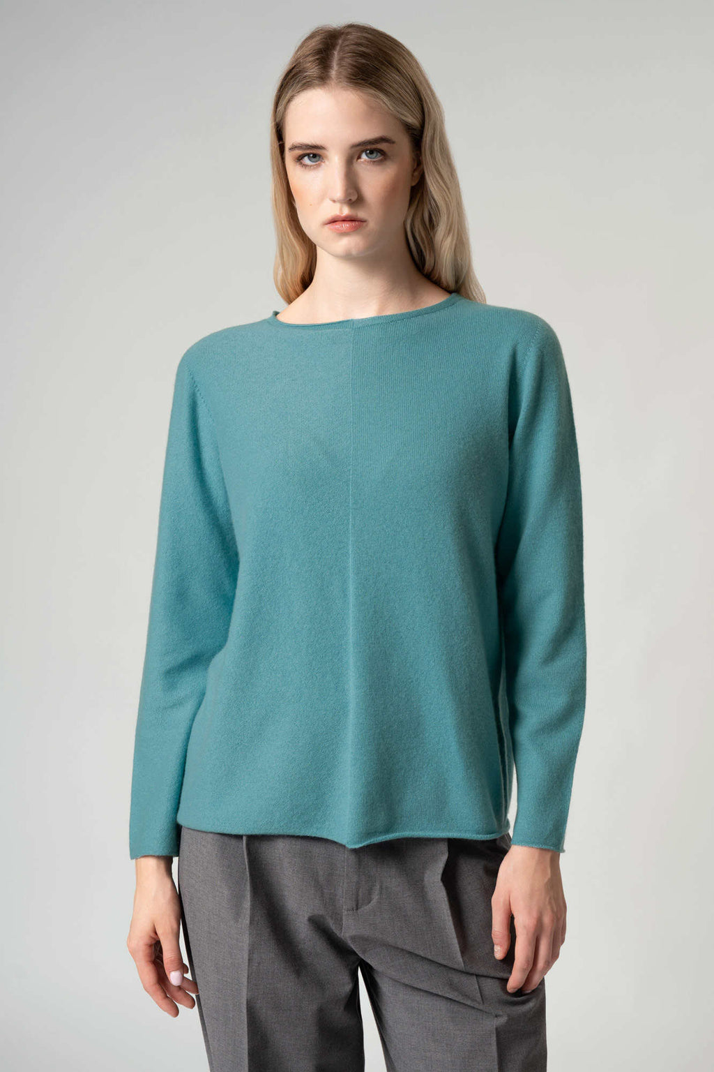 Girocollo Dritto-Rovescio in Puro Cashmere Derby