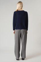 Girocollo Dritto-Rovescio in Puro Cashmere Notte