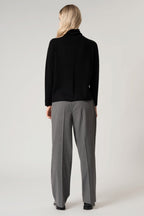 Maglia Lupetto Dritto-Rovescio in Puro Cashmere Nero