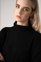 Maglia Lupetto Dritto-Rovescio in Puro Cashmere Nero