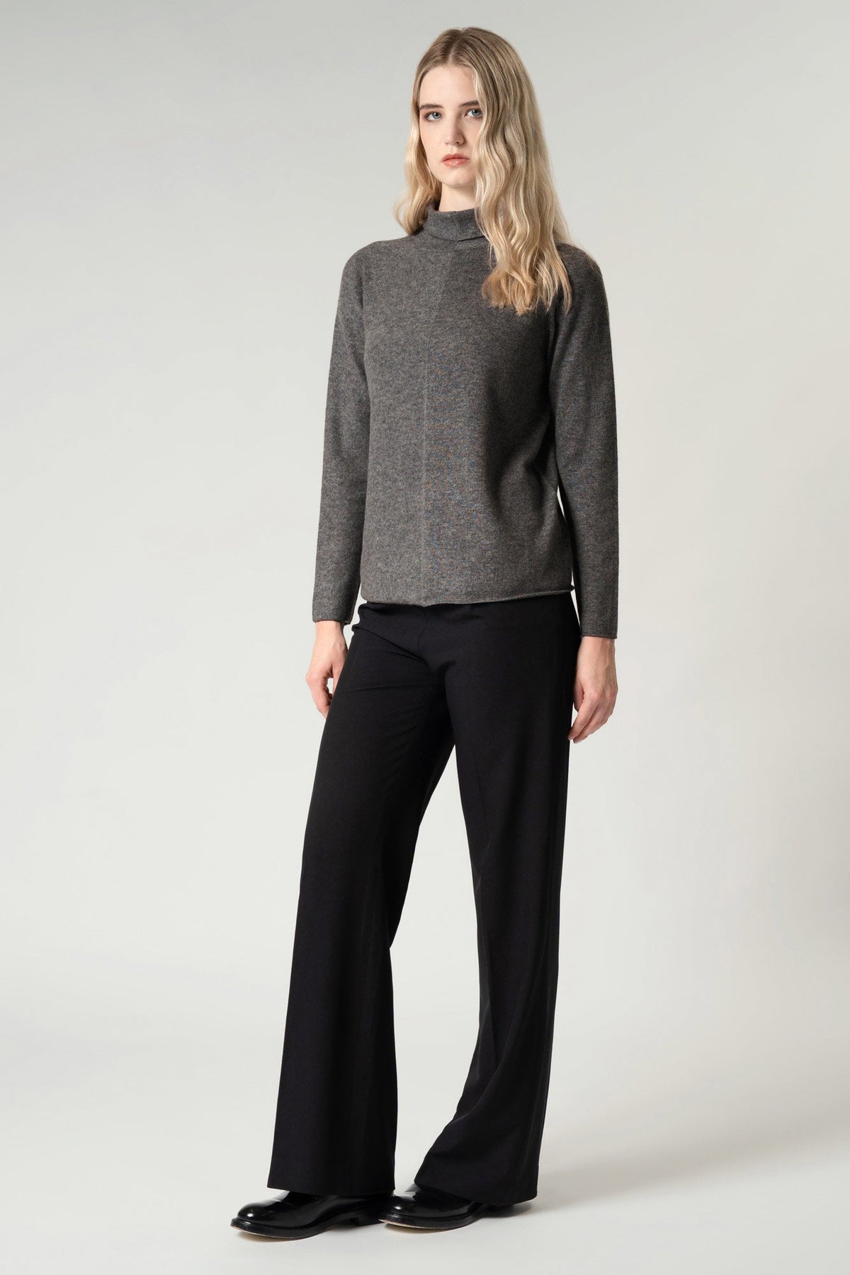 Maglia Lupetto Dritto-Rovescio in Puro Cashmere Avena