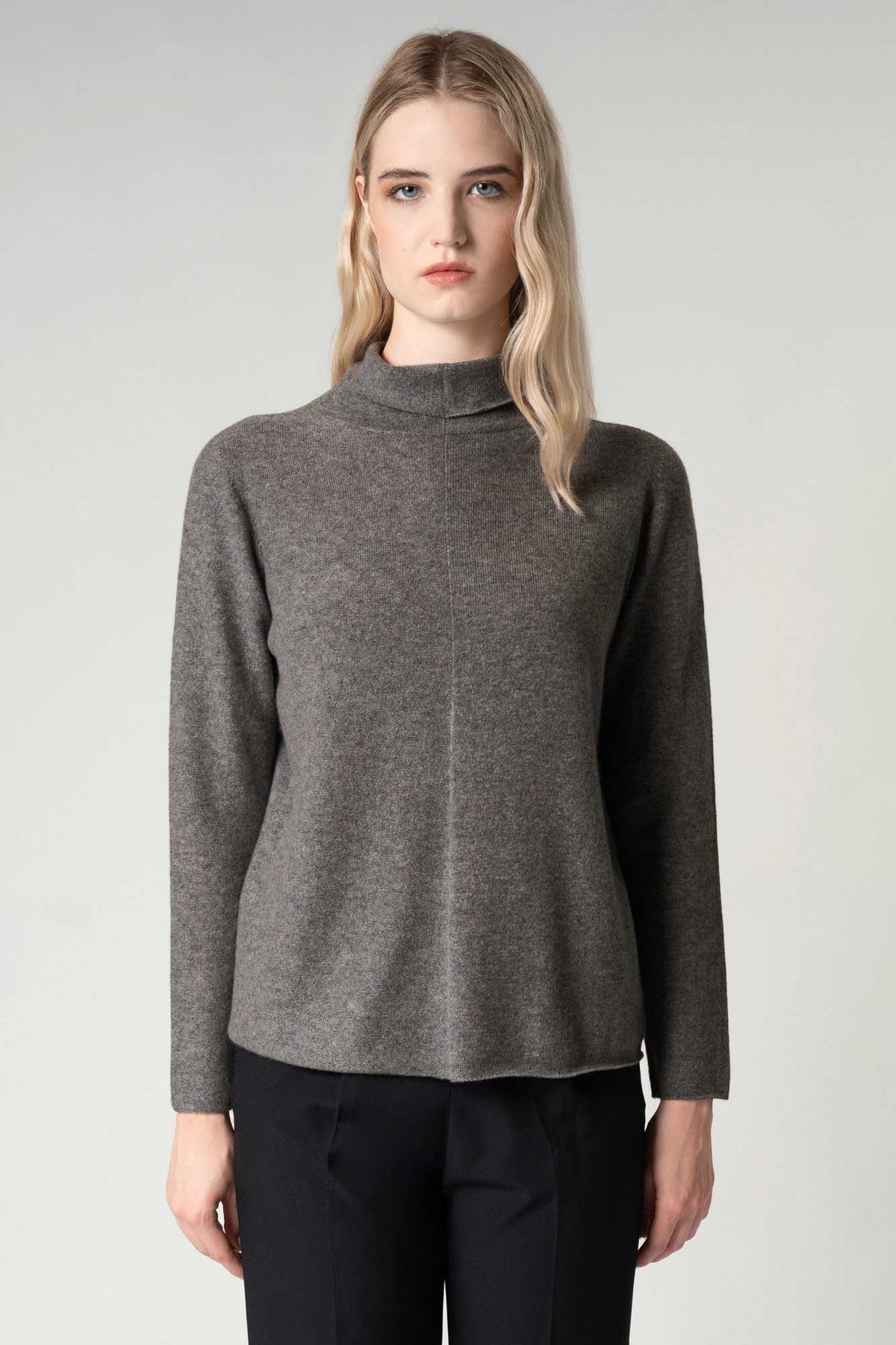 Maglia Lupetto Dritto-Rovescio in Puro Cashmere Derby