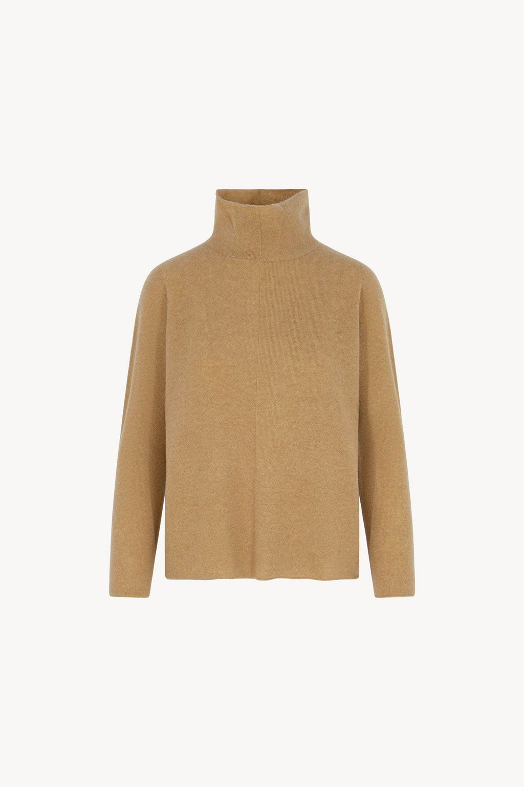 Maglia Lupetto Dritto-Rovescio in Puro Cashmere Cammello