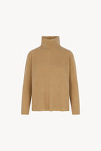 Maglia Lupetto Dritto-Rovescio in Puro Cashmere Cammello