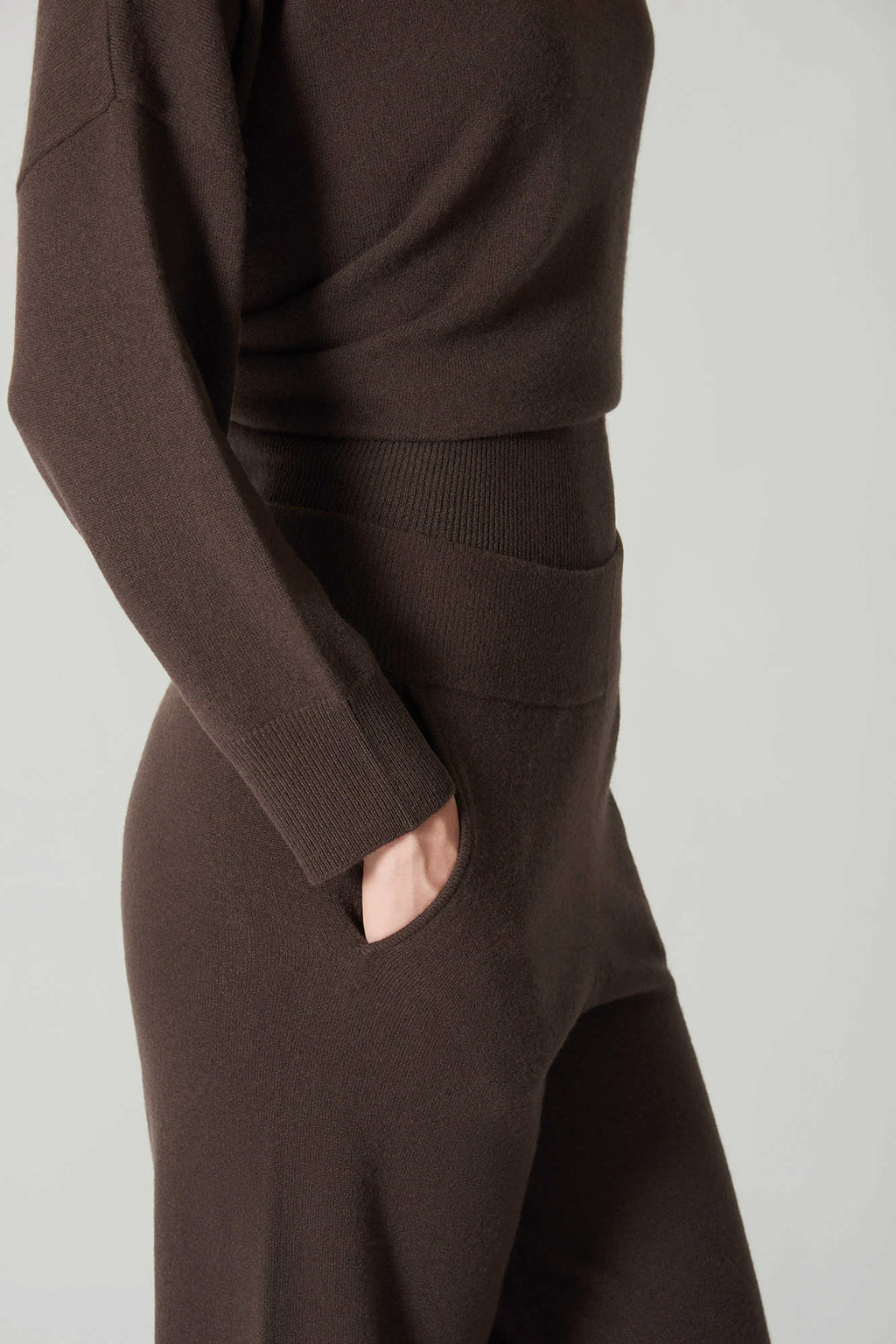 Pantaloni Ampi in Puro Cashmere Mocha