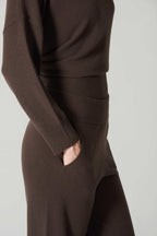 Pantaloni Ampi in Puro Cashmere Mocha
