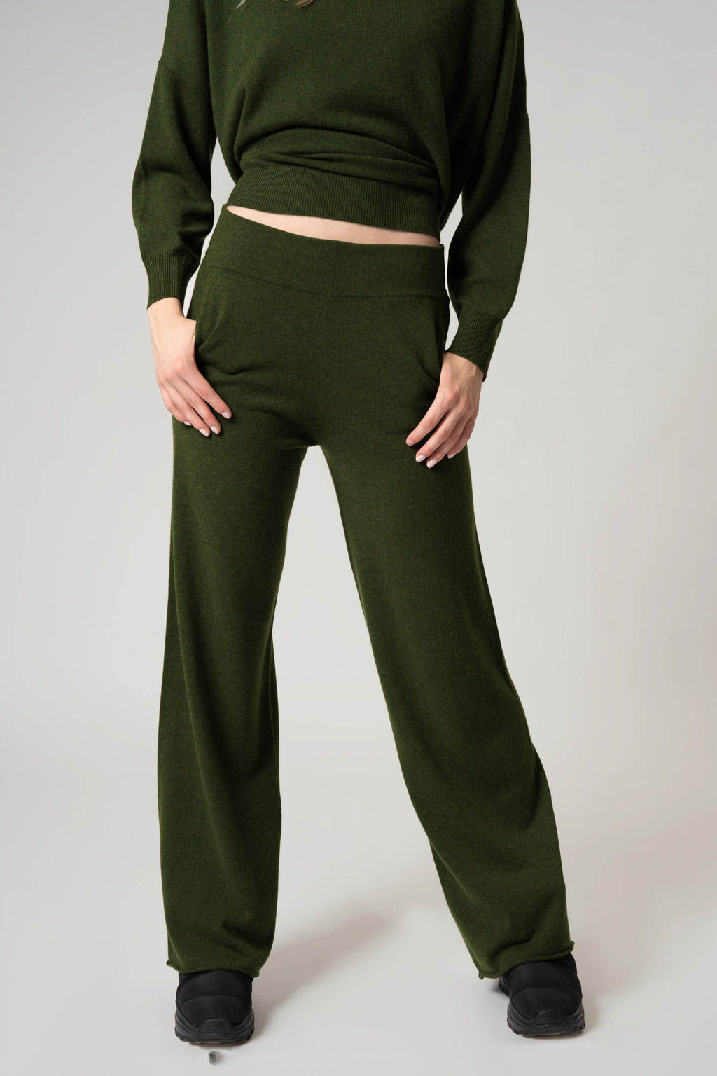 Pantaloni Ampi in Puro Cashmere Derby