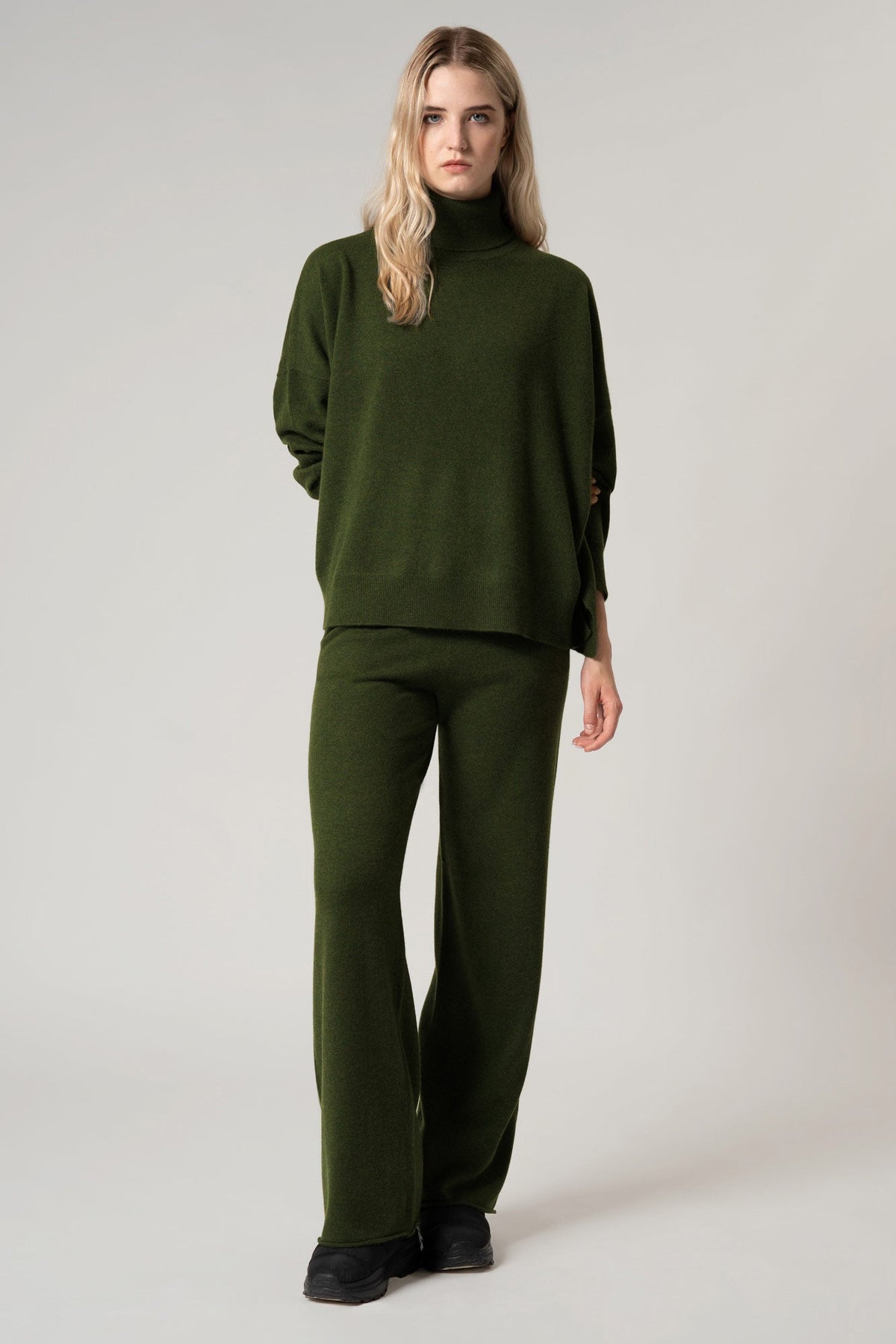 Pantaloni Ampi in Puro Cashmere Derby