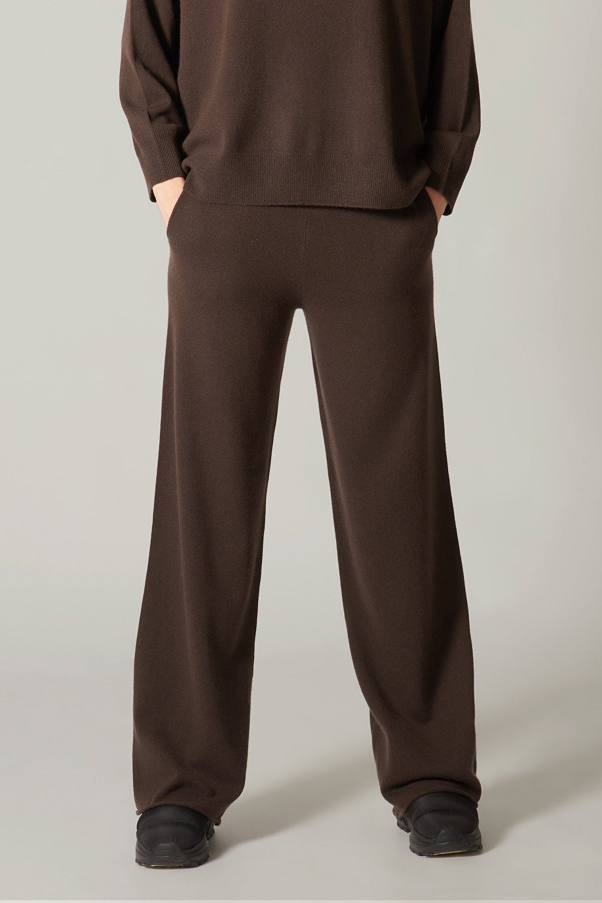 Pantaloni Ampi in Puro Cashmere Cammello