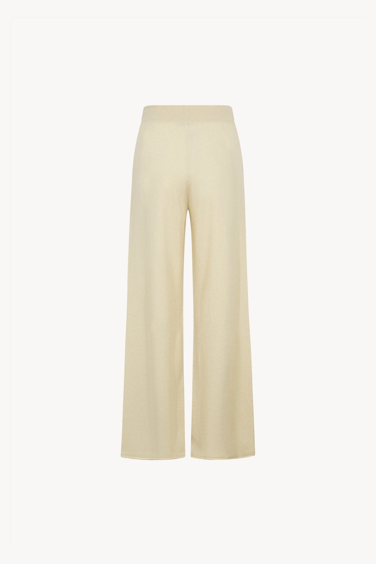 Pantaloni Ampi in Puro Cashmere Latte