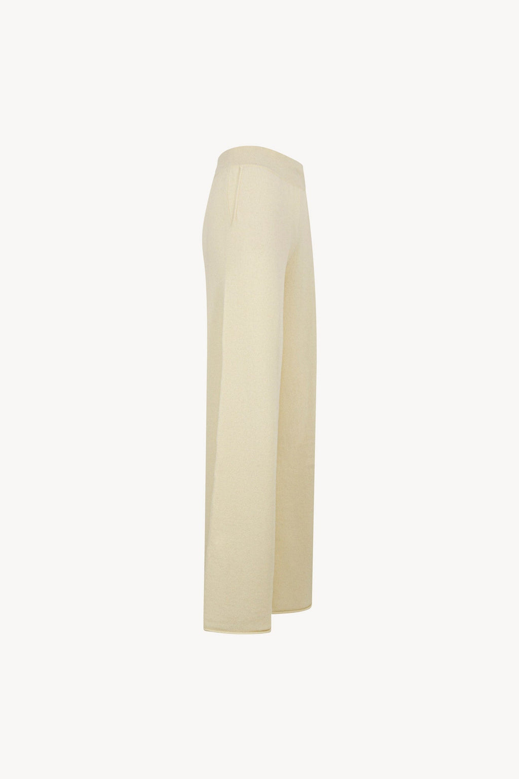 Pantaloni Ampi in Puro Cashmere Latte