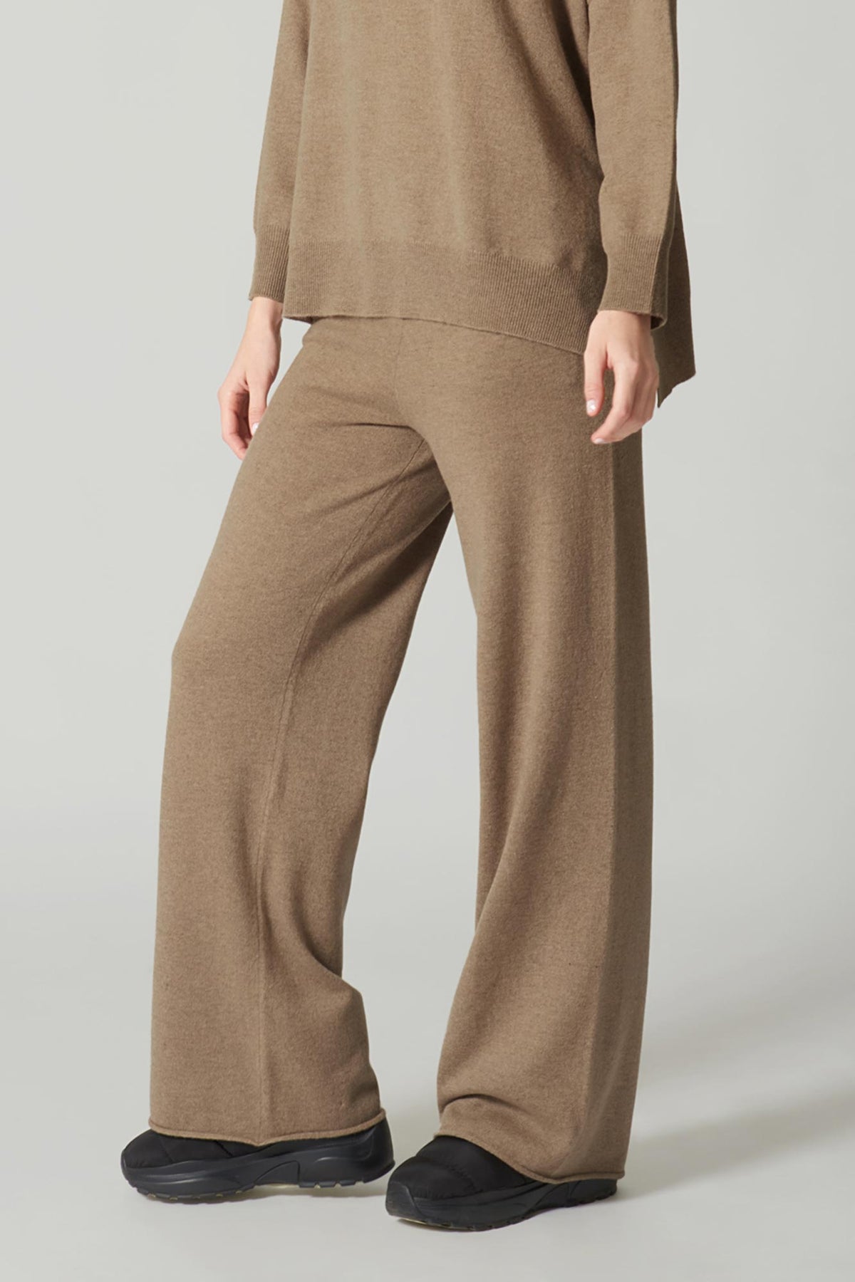 Pantaloni Ampi in Puro Cashmere Dune