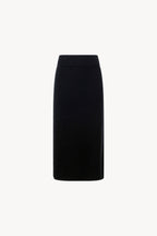 Gonna a Tubo con Spacco in Puro Cashmere Nero