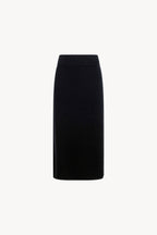 Gonna a Tubo con Spacco in Puro Cashmere Nero