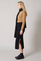 Gonna a Tubo con Spacco in Puro Cashmere Nero