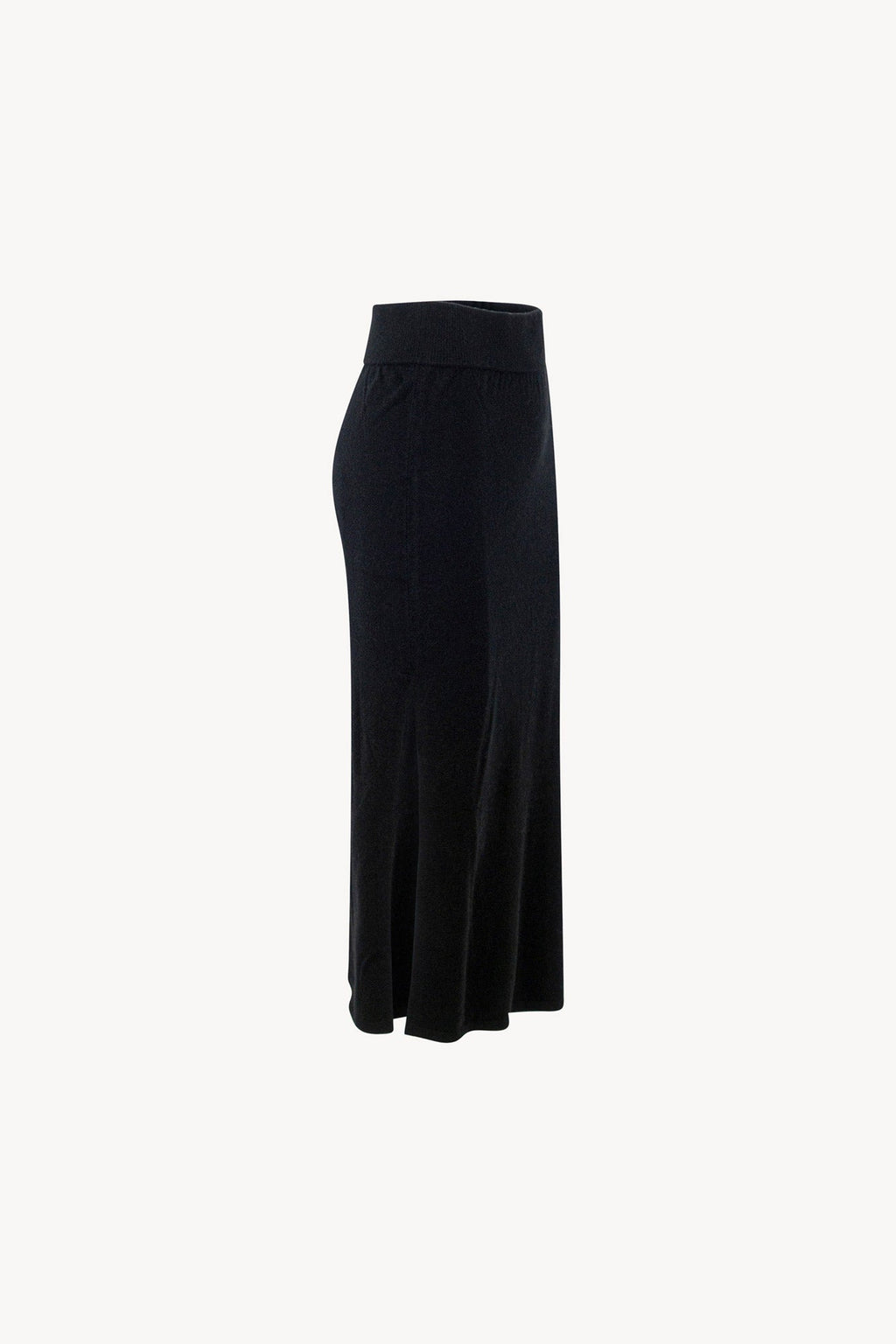 Gonna a Tubo con Spacco in Puro Cashmere Nero
