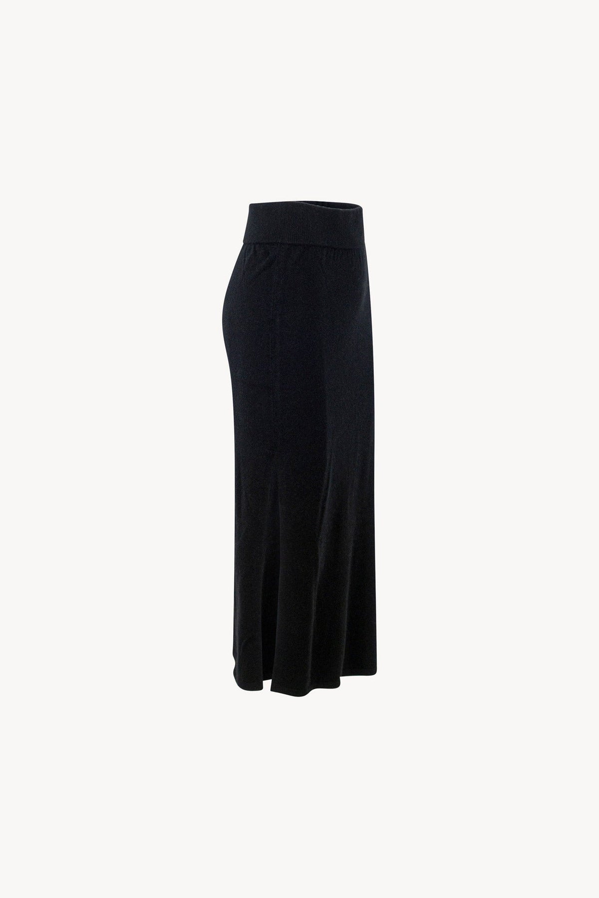 Gonna a Tubo con Spacco in Puro Cashmere Nero