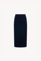 Gonna a Tubo con Spacco in Puro Cashmere Notte