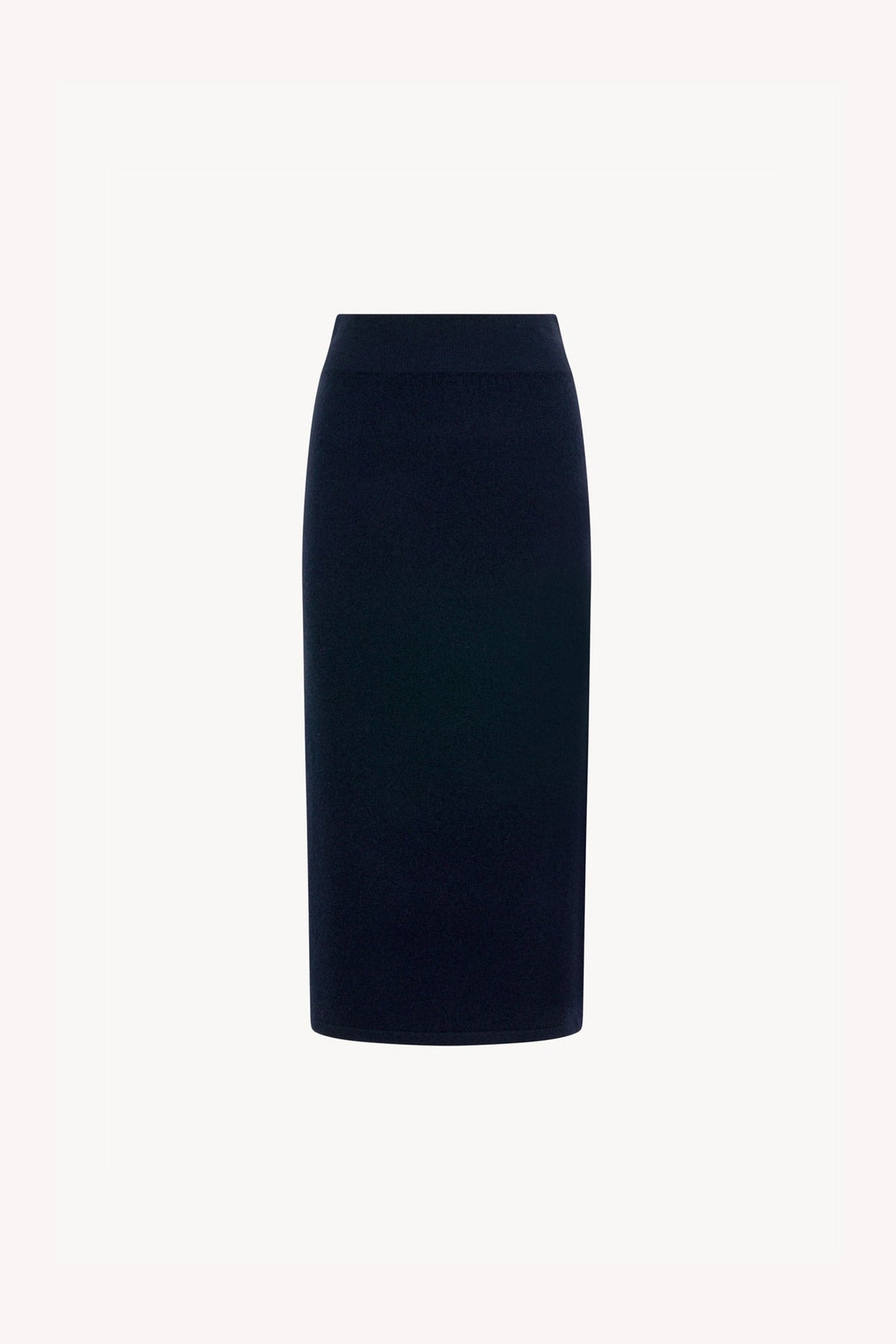 Gonna a Tubo con Spacco in Puro Cashmere Notte