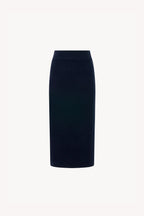 Gonna a Tubo con Spacco in Puro Cashmere Notte