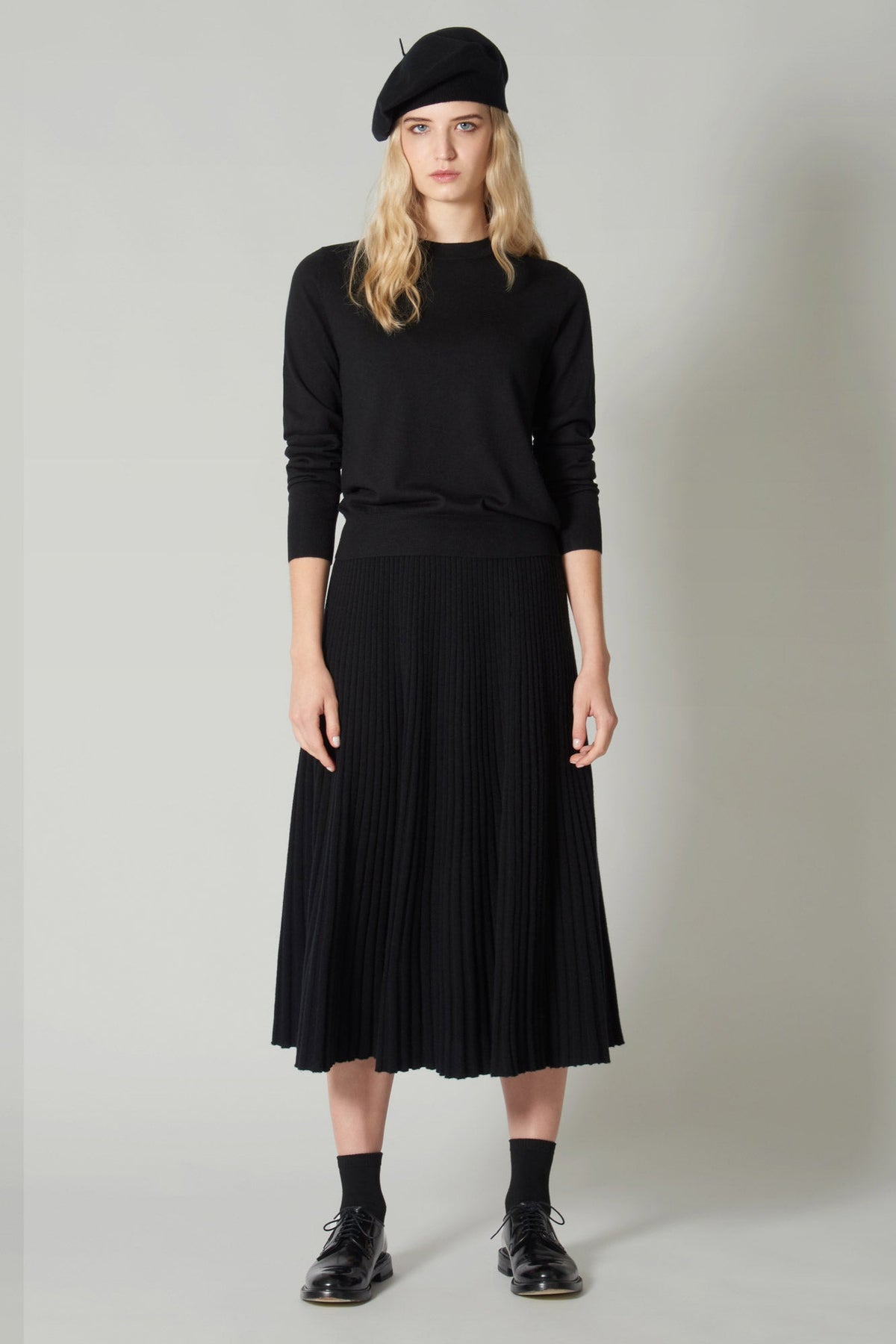 Gonna Plissè in Puro Cashmere Nero