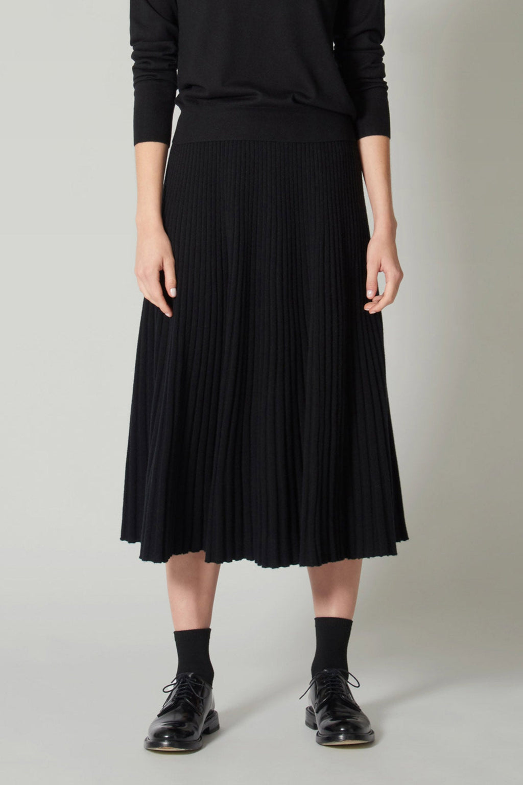 Gonna Plissè in Puro Cashmere Acero