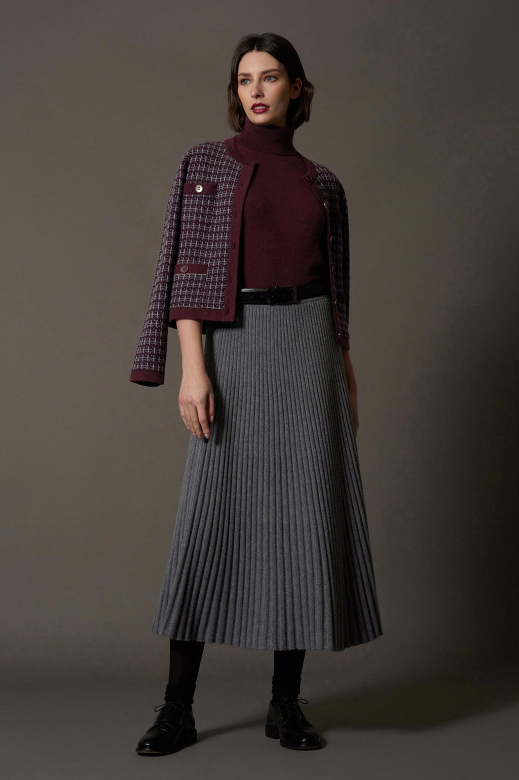 Gonna Plissè in Puro Cashmere Derby