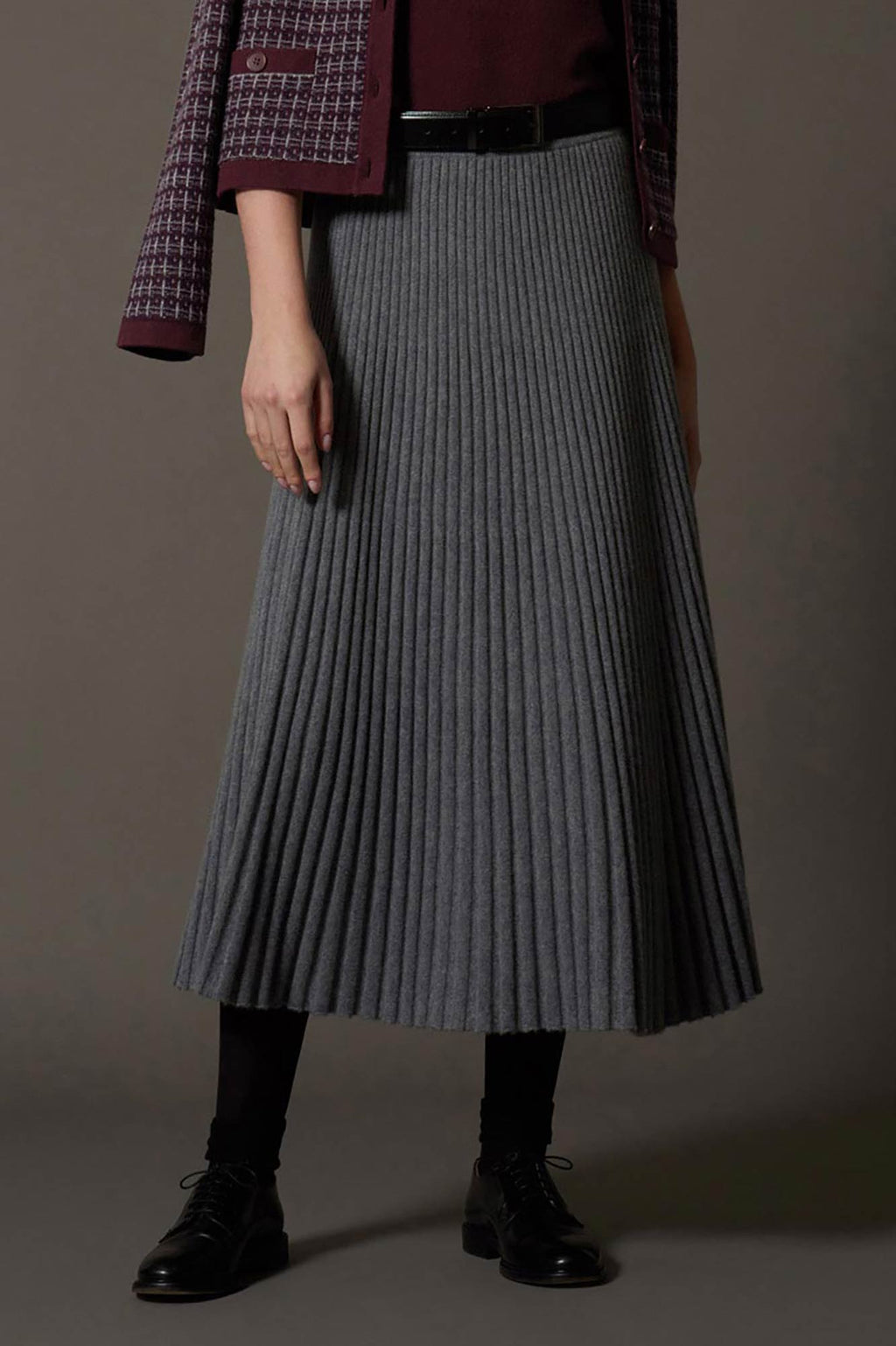 Gonna Plissè in Puro Cashmere Derby