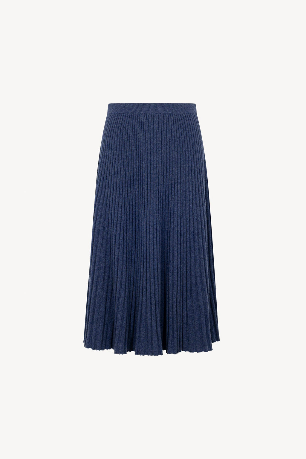 Gonna Plissè in Puro Cashmere Denim Scuro