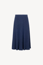 Gonna Plissè in Puro Cashmere Denim Scuro