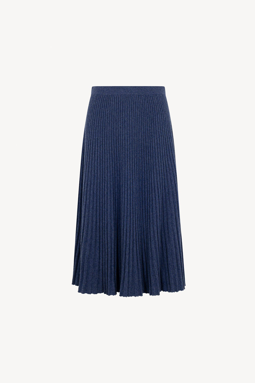 Gonna Plissè in Puro Cashmere Denim Scuro