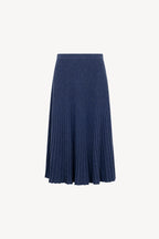 Gonna Plissè in Puro Cashmere Denim Scuro