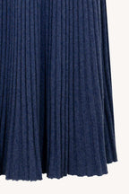 Gonna Plissè in Puro Cashmere Denim Scuro