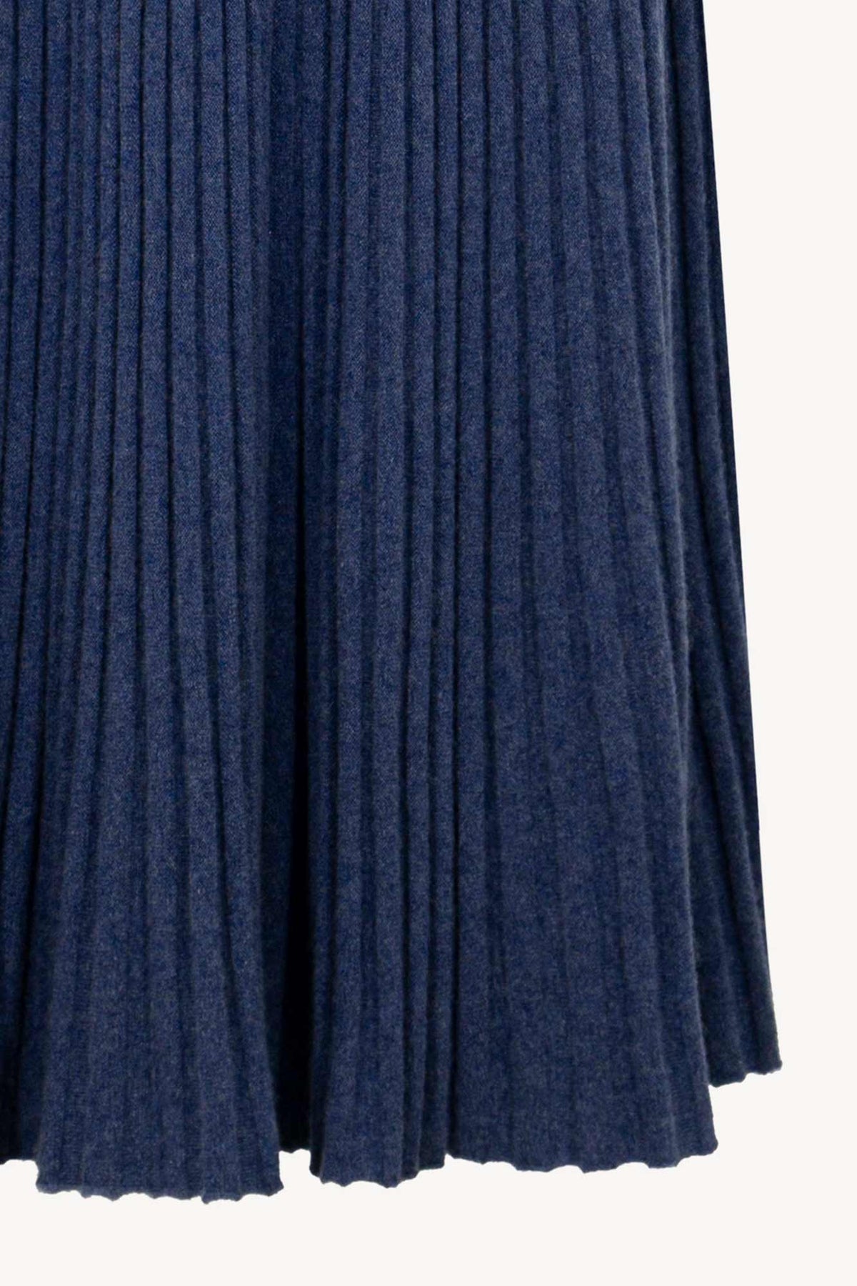 Gonna Plissè in Puro Cashmere Denim Scuro