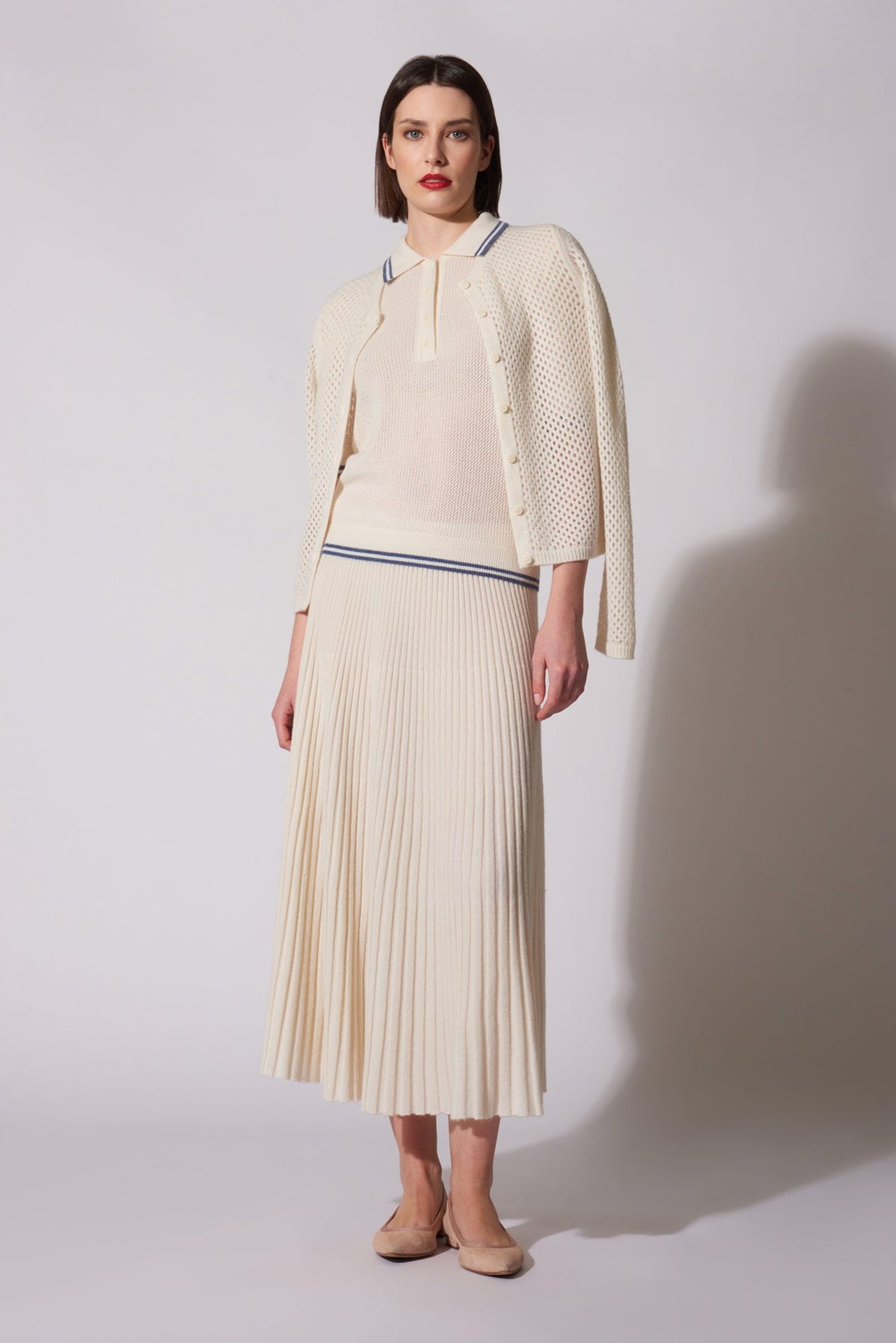 Gonna Plissè in Puro Cashmere Denim Scuro