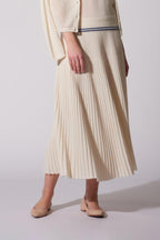 Gonna Plissè in Puro Cashmere Denim Scuro