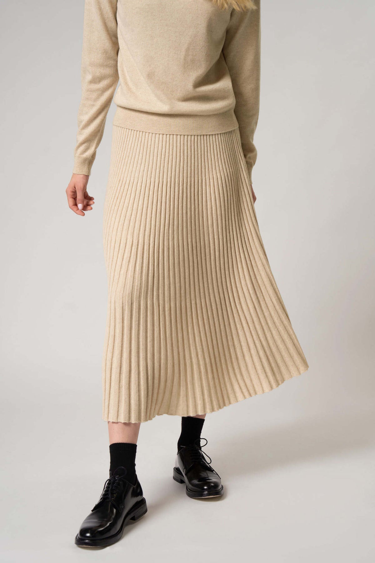 Gonna Plissè in Puro Cashmere Notte