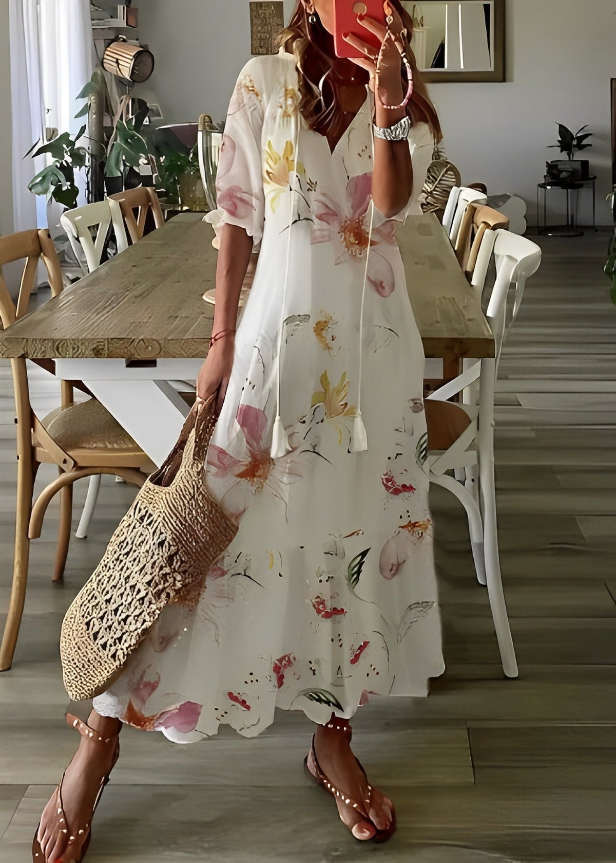 Georgina - Abito a linea con motivo floreale per donne