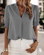 Sophia – Blusa con Scollo a V e Maniche Corte
